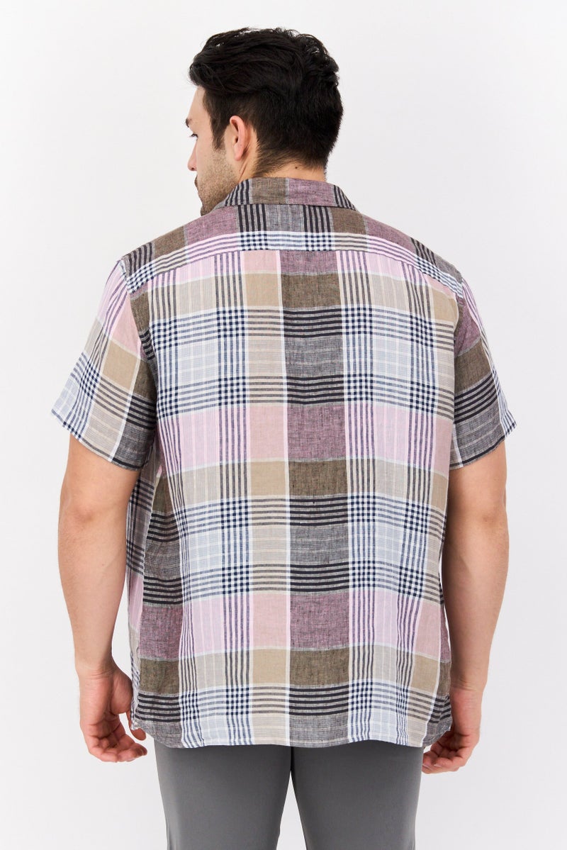 PERRY ELLIS قميص رجالي عادي بقصة مريحة بأكمام قصيرة، مزيج لافندر - Image 3